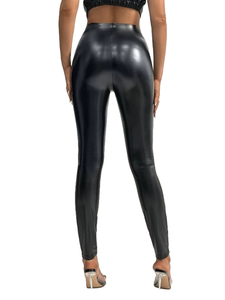 Leggings personnalisés pour femmes en faux cuir, pantalon <span class=keywords><strong>PU</strong></span> élastique, façonnage de la hanche, noir, collants sexy extensibles à taille haute - Product Image 4