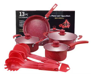 En Stock: Juego de Ollas y Sartenes Antiadherentes Multifuncionales de 13 Piezas, Coloridos, para Sopa y Leche, en Morado, Rojo y Azul, Ideal para Regalo - Product Image 3