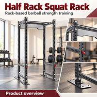 Rack de squat demi-taille pour salles de sport commerciales et studios d'entraînement, équipement d'entraînement aux squats et aux presses avec barre pour installations commerciales