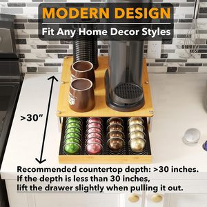 Porte-capsules à café en bambou, compatible avec les capsules <span class=keywords><strong>Nespresso</strong></span> <span class=keywords><strong>Vertuo</strong></span>, pour 40 capsules grandes ou 56 capsules petites - Product Image 4