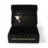 Caja de Cartón Corrugado Plegable Negra con Logotipo Personalizado Estampado en Relieve para Envío de Ropa y Prendas de Vestir