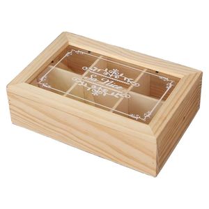 Wooden <b>Pine</b> Storage <b>Box</b> Square With Lid And Compartments Desktop Organizer Natural Wood Color - Product Image 5