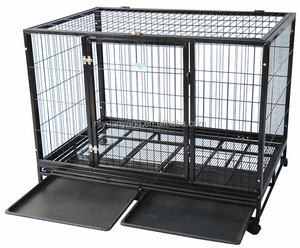 Cage pour chien Cage pour chien Usine Vente en gros Cage pour chien robuste Métal noir Extérieur Intérieur Cage pour chien grand espace - Product Image 6