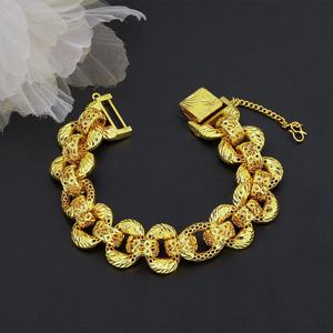 Jxx Fashion 24K Gold Plated Heavy <b>Chain</b> Bracelet Wholesale Trendy Charm Bracelets for Women and Men Mainly Made of Brass - Product Image 5