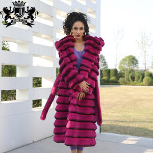 <span class=keywords><strong>Abrigo</strong></span> Largo con Capucha de Piel Sintética de Chinchilla de Primera Calidad para Mujer Janefur, <span class=keywords><strong>Abrigo</strong></span> de Piel Sintética de Chinchilla con Cinturón para Mujer - Product Image 2