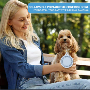 Bol pliable en silicone pour animaux de compagnie 400/1000 ml pour voyage portable, bol à eau et à nourriture pour chien, sans BPA, pour l'alimentation - Product Image 5