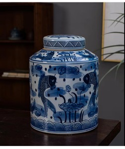 Vendita calda classico stile cinese dipinto a mano blu <span class=keywords><strong>e</strong></span> bianco di alta qualità design di lusso in ceramica barattolo per la memorizzazione di <span class=keywords><strong>cose</strong></span> - Product Image 5