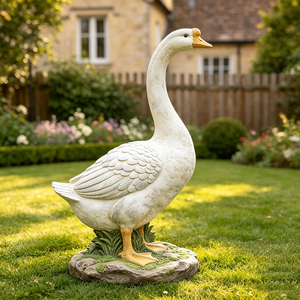 Estatua <span class=keywords><strong>de</strong></span> Ganso Blanco Pintada a Mano en Resina, Escultura Resistente a la Intemperie, Adorno Realista para Jardín o Patio Trasero - Product Image 3