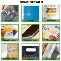 Op maat gedrukte staande Mylar zakjes met ziplock sluiting, food grade OEM verpakking voor noten, gevriesdroogd fruit en gedroogde snacks