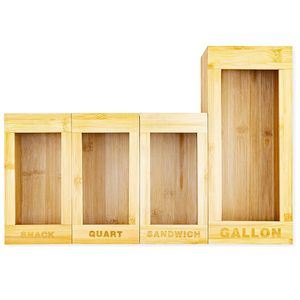 Custom Kitchen Drawer Bamboo Sandwich Ziplock Bag Storage Box Organizer