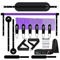 Barra de Yoga Multifuncional, Set Combinado para Entrenamiento de Fuerza de Brazos, Barra de Pilates Ajustable con Bandas de Resistencia