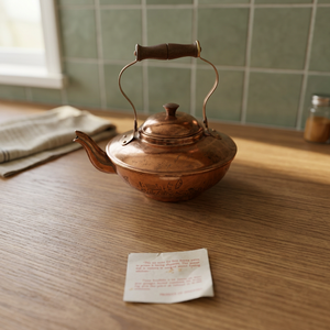 Théière vintage en métal avec poignée et couvercle en bois, pots à eau, bouilloires - Product Image 6