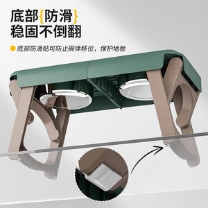 Mesa de Alimentación Plegable y Ajustable para Mascotas con Tazones de Acero Inoxidable para Perros y Gatos, Diseño Elevado Antideslizante - Product Image 3