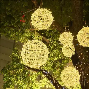 Diskon besar lampu bola led Ip65 tahan air lampu bola rotan bercahaya tali lampu Led luar ruangan dekorasi Natal meriah