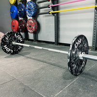 Équipement de musculation avec logo personnalisé, barre de musculation en acier chromé noir de 20 kg, antidérapante, pour la musculation, la force athlétique et les squats pour hommes