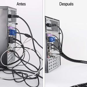 Organizzatore di cavi flessibile da 25 mm, 2 m, colore nero, ideale per mantenere i cavi ordinati e protetti in casa e in ufficio. - Product Image 2