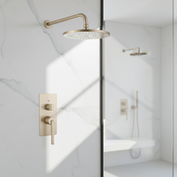 Douche moderne simple chromée avec cartouche en laiton et jet de pluie, fixation murale pour usage domestique