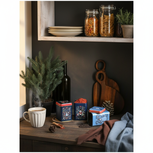 75 x 75 x 100 mm <b>Square</b> Metal Tin Box <b>Set</b> (<b>Set</b> of 3) Vintage Cafe - Inspired Linen Texture Design Tales Design - Product Image 3