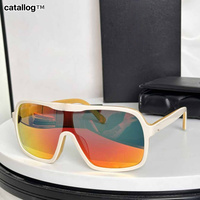 Lunettes de soleil de luxe unisexes YJ, monture carrée rétro, grande taille, anti-lumière bleue, verre monobloc durable, pour cyclisme en extérieur, femme