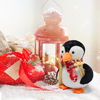 Pingouin de Noël en peluche de 6,5 pouces pour la décoration de table de fête de Noël à la maison, cadeau animalier de Noël