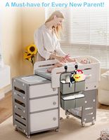 Organisateur de couches suspendu pour berceau, avec 4 poches profondes, support de couches pour table à langer, empileur de couches suspendu, organisateur de rangement pour chambre d'enfant