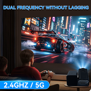 HT36 Portable <strong>Android</strong> 11 Mini Home Theater Smart <strong>Projector</strong> <strong>2</strong> Microphones for KTV KJ Karaoke VJ Voice Recording for Home - Product Image 5