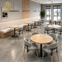 Chaise rembourrée en tissu Ron Group pour restaurant, table ronde en bois, banquette moderne de luxe à dossier haut pour café