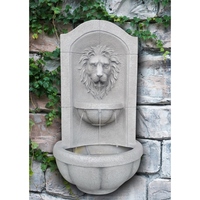 Fontaine murale d'eau en résine de fibre de verre portable électrique pour l'extérieur, tête de lion