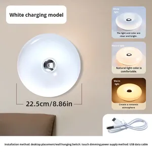 Lampe de <span class=keywords><strong>table</strong></span> rechargeable à intensité variable <span class=keywords><strong>au</strong></span> toucher, style nordique, forme de donut, champignon, lumière d'ambiance ronde, lampe murale sans fil pour chevet, lampe de nuit LED décorative - Product Image 5