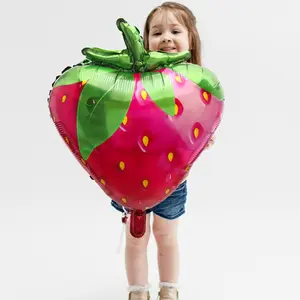 1個55x72cm緑の葉ストロベリーアルミホイル風船子供のためのおもちゃ誕生日パーティーベビーシャワー装飾風船