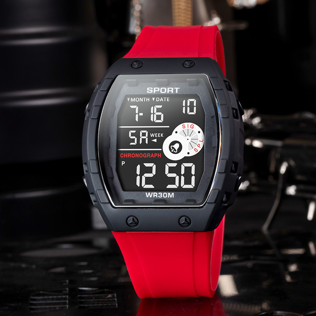 Fashion Large Dial Men Outdoor Sports Timing Multifunction Luminous Alarm Electronic Watch