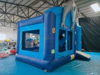 Offre Spéciale : Château Gonflable Thème Dauphin Océanique avec Toboggan Intégré, Maison de Rebond Gonflable pour Enfants