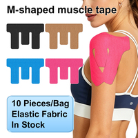 Bande de kinésiologie pré-découpée en forme de M, en tissu élastique, pour soutien musculaire sportif, respirante et hydrofuge, 10 pièces/sac