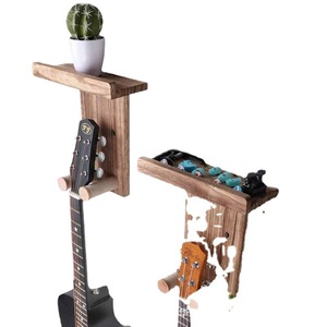 Solid Wood Guitar Rack Wall Mounted Ukulele Folk Guitar Display <b>Shelf</b> With <b>Hook</b> Durable Musical Instrument Stand - Product Image 5