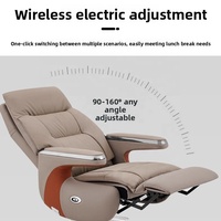 Fauteuil de bureau exécutif en cuir inclinable et confortable |   Design minimaliste moderne, réglage électrique sans fil, pivotant et roulant