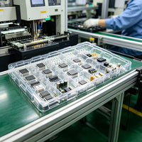 Plateau de composants thermoformé transparent en PET pour l'assemblage de circuits imprimés, plateau de stockage d'usine, outillage personnalisé OEM disponible