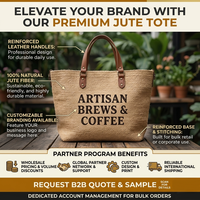 Sac fourre-tout en jute tissé sur mesure avec poignées en cuir, logo OEM, sac de plage et de shopping fait main pour cadeau de marque de café