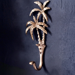 Palm Tree Design Handcrafted Vintage Wall <b>Hooks</b> in Durable Metal with Eco-Friendly Finish <b>For</b> Towels and Door <b>Hanging</b> Display - Product Image 1