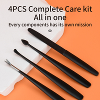 Kit de pousse-cuticules professionnel de haute qualité, durable, avec revêtement noir, pour pédicure et manucure, soin et nettoyage des ongles, en acier inoxydable
