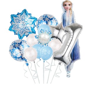Set dekorasi pesta ulang tahun Nomor anak tema Frozen 13 buah balon Foil Anna <span class=keywords><strong>Elsa</strong></span> kepingan salju Natal balon mandi bayi K0051 - Product Image 2