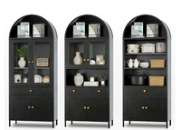 Meuble de rangement personnalisé pour salon et cuisine, étagère en acier avec porte vitrée, grande capacité