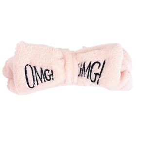 Women <b>Headband</b> OMG Letter Coral Fleece Hairband Wash Face Bow Hairband Women Girl <b>Elastic</b> Soft Turban Headwear Hair Accessories - Product Image 1