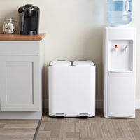 Poubelles de recyclage à double compartiment, poubelle en métal blanc avec pédale, fermeture douce, 40/50/60L, poubelles pour la maison