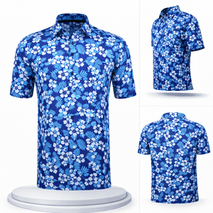 เสื้อโปโลฮาวายลายดอกไม้สำหรับผู้ชาย พิมพ์ลายทั่วตัว ระบายอากาศได้ดี แห้งเร็ว ผลิตจากโพลีเอสเตอร์ผสมสแปนเด็กซ์ เหมาะสำหรับฤดูร้อน ชายหาด กอล์ฟ รับผลิตแบบ OEM พร้อมสกรีนโลโก้ตามสั่ง - Product Image 3