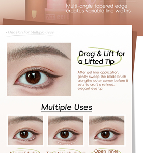 VEECCI Stylo gel eyeliner double embout, délicat et lisse, avec système de verrouillage par pression, design double embout pour une couleur intense et durable. - Product Image 3