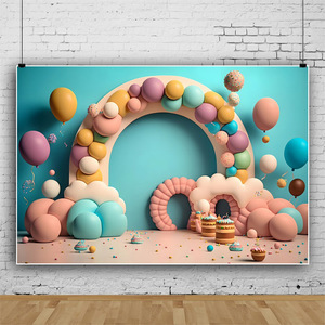 Photography <strong>Background</strong> 3D Colorful Balloon <strong>Child</strong> Birthday Party Decor Family Photocall <strong>Photo</strong> Studio Photorealistic Fabric - Product Image 2