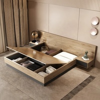 Lit Murphy avec rangement haut de gamme de style japonais Tatami, lit plateforme moderne minimaliste nordique double pour meubles de chambre à coucher