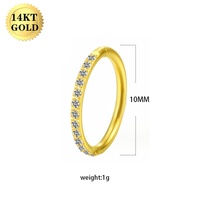 Gaby Anneau de nez, piercing à clou, clicker, boucle d'oreille pour septum et hélix en or massif 14 carats avec zircon, style vintage, étanche, pour mariage, vente en gros