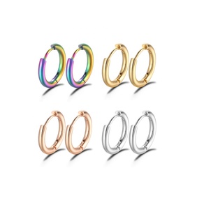 Boucles d'oreilles unisexes en acier inoxydable pour piercing léger au lobe de l'oreille, petites boucles d'oreilles en or rose coloré pour fille - Product Image 2
