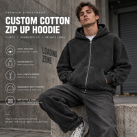 Sweat-shirt à capuche zippé personnalisé 100 % coton imprimé et brodé pour homme, en molleton, style streetwear, marque privée